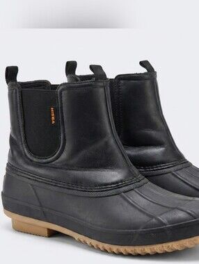 HISEA Black Chelsea-Style Winter Rain Boots‎